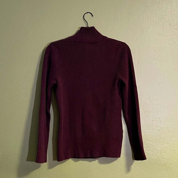 Eddie Bauer Plum Ribbed Zip Sweater – Women’s Medium - Picture 3 of 6